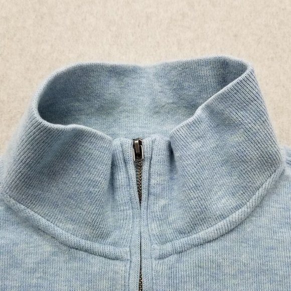 Polo Ralph Lauren Sweater Mens Large Blue Pullover Mock Neck Zip Cotton - Picture 7 of 14